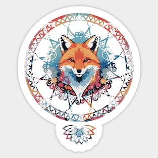 Mystical Fox Mandala Cyrcle Sticker